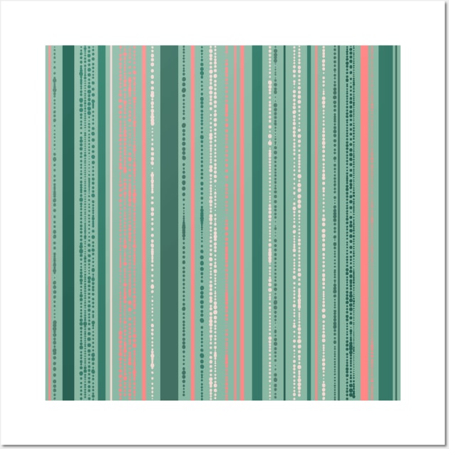 Pink and Teal Dotted Stripes Wall Art by Carolina Díaz